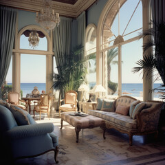 living room hollywood regency interior 
 - obrazy, fototapety, plakaty