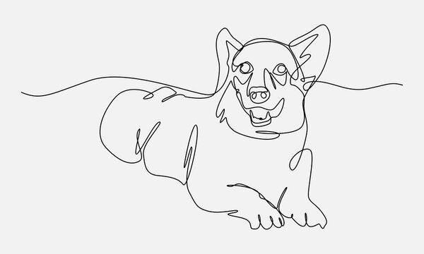 continuous line drawing of german shepherd dog full body. editable stroke. vector illustration
