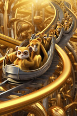  diademed sifaka ride a roller coaster 3d f
