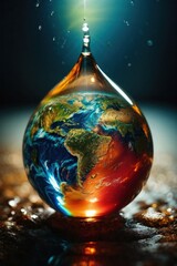 Fototapeta premium earth in a water drop