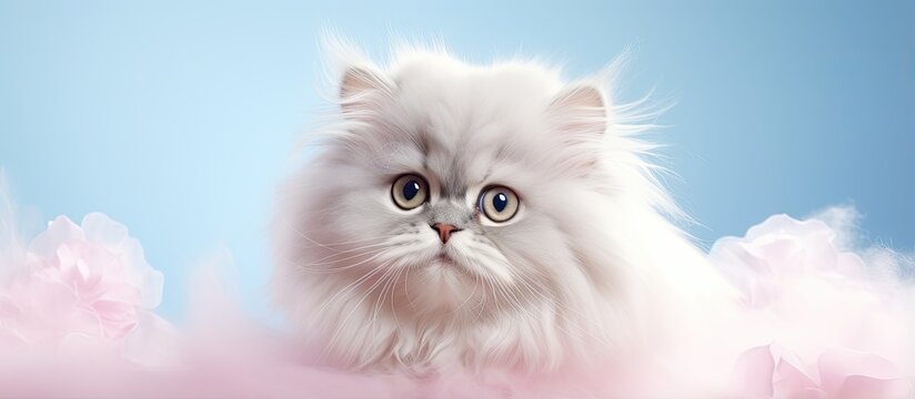 copy space image on isolated background with a Persian cat