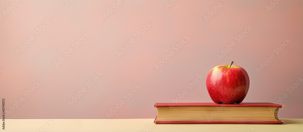 Aufkleber copy space image on isolated background with an apple on top of books