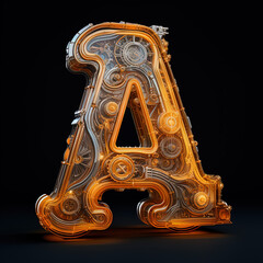 glowing letter a, generative ai