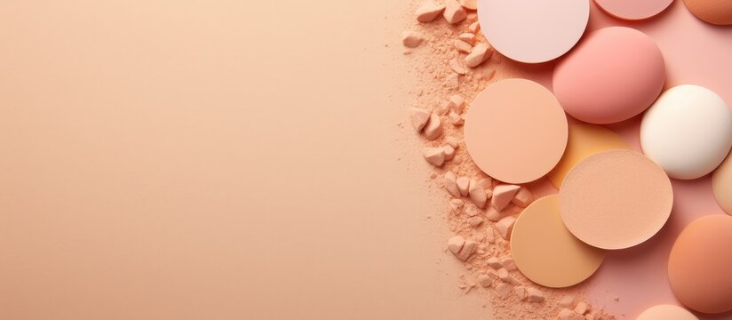 copy space image on isolated background with makeup sponges