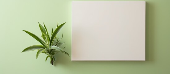 Small green plant against a isolated pastel background Copy space