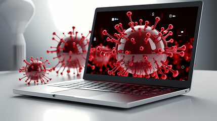 Laptop infected with virus - Generative AI