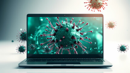 Laptop infected with virus - Generative AI