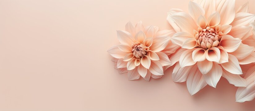 Top view of isolated Dahlia pinnata cav flowers on a isolated pastel background Copy space with a clipping path
