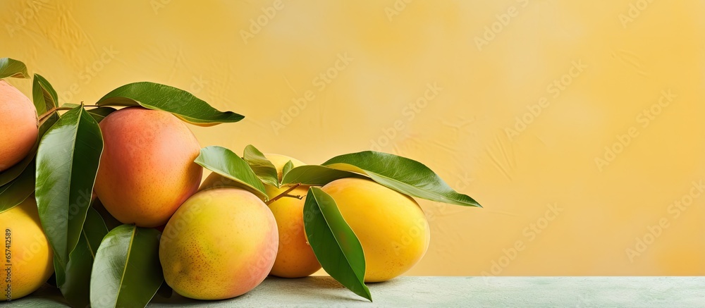 Poster copy space image on isolated background with mangos