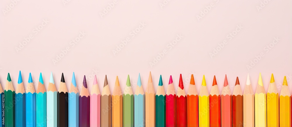 Fototapete copy space image on isolated background with color pencils isolated