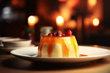 a pudding in a plate - obrazy, fototapety, plakaty