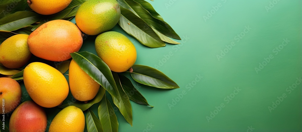 Poster copy space image on isolated background with mangos