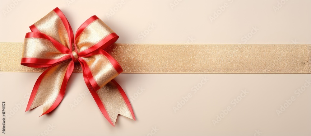 Poster copy space image on isolated background with a bright red ribbon