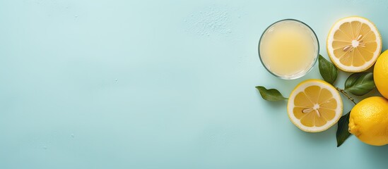 copy space image on isolated background with lemon water placed on the floor
