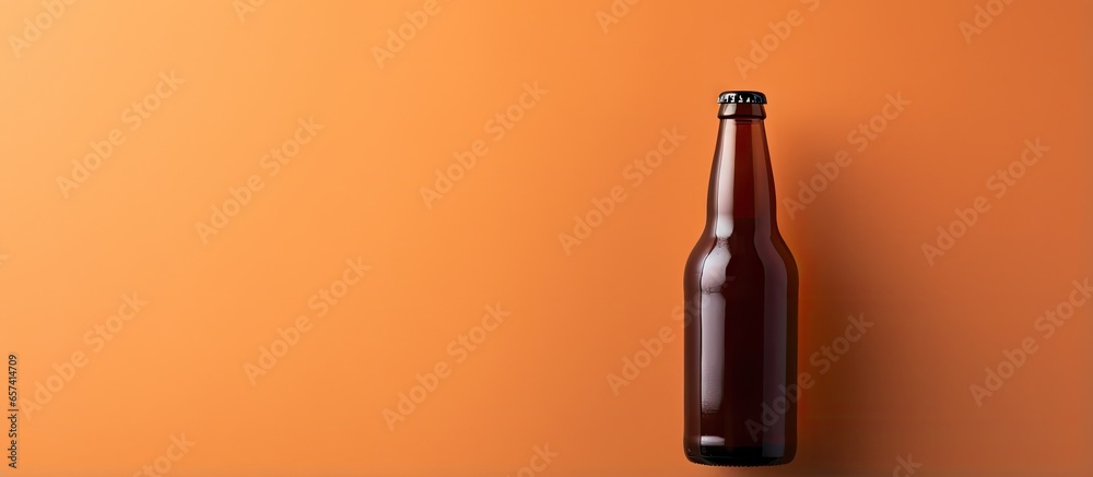 Poster copy space image on isolated background isolates brown beer bottle