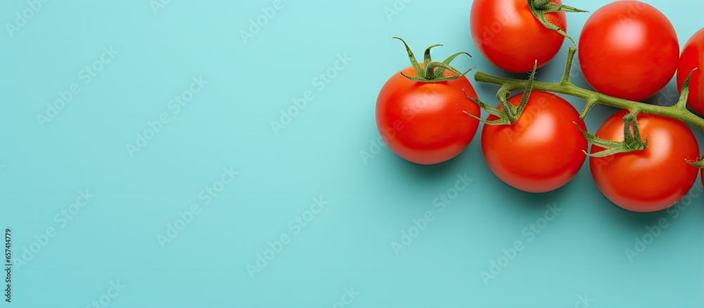 Poster copy space image on isolated background cutout of a fresh cherry tomato