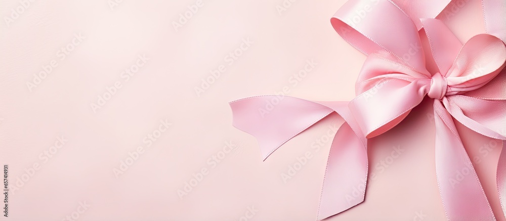Poster copy space image on isolated background with a single pink ribbon