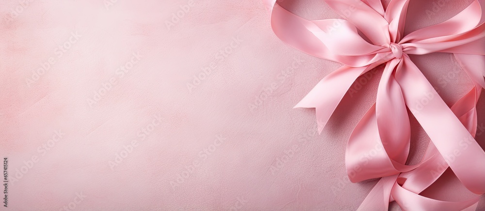 Poster copy space image on isolated background with a single pink ribbon