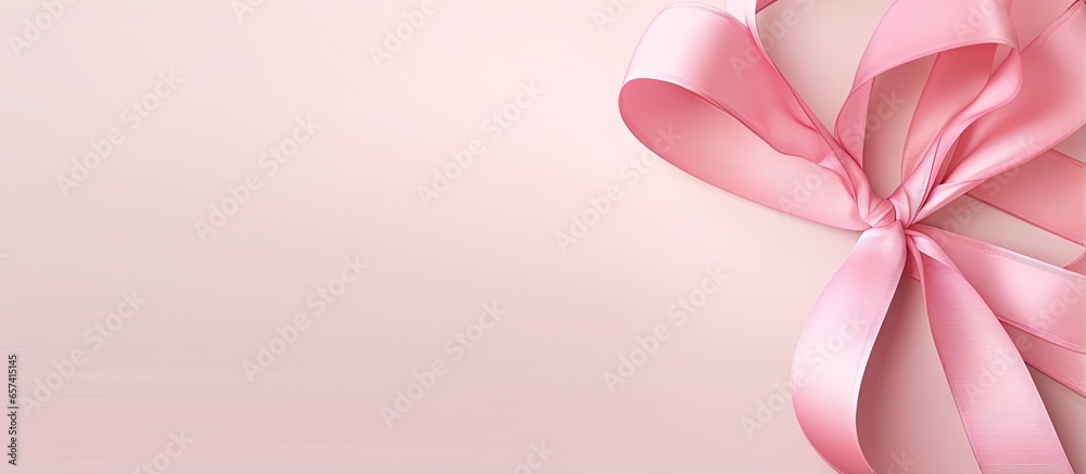 Poster copy space image on isolated background with a single pink ribbon