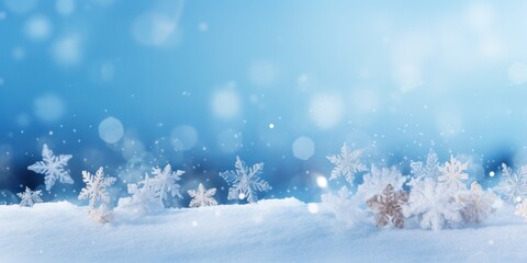 winter snow background with snowdrifts, with beautiful light and snow flakes, generative AI
