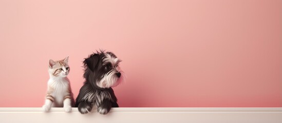 copy space image on isolated background highlights cat and dog