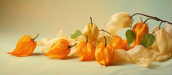 copy space image on isolated background with Physalis fruit isolated