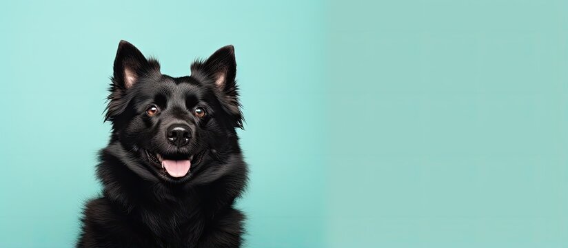 Schipperke dog isolated on a isolated pastel background Copy space in a studio