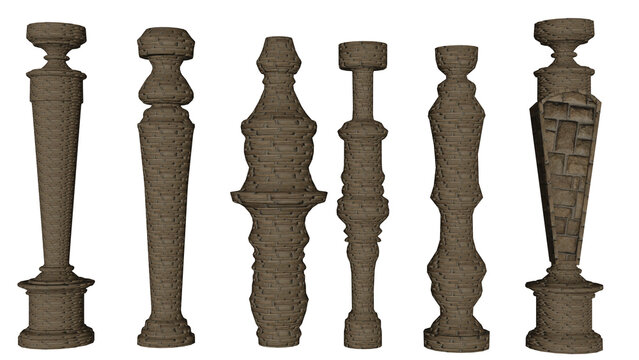 a close up of a group of different types of wooden posts, marbled columns, carved black marble, marble pillars, marble columns, Pillars, stone pillars, highly detailed marble cloth, chiseled features,