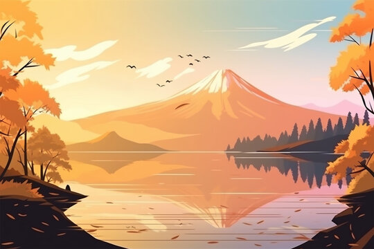 anime style background, mountain view