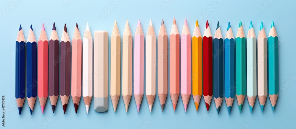 Poster the isolated pastel background copy space is filled with color pencils