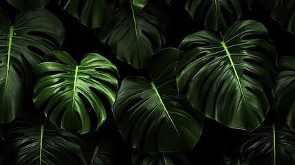 Fototapeta na wymiar Blossoming Flora on Dark Background: Close-up of Tropical Green Macro Growth
