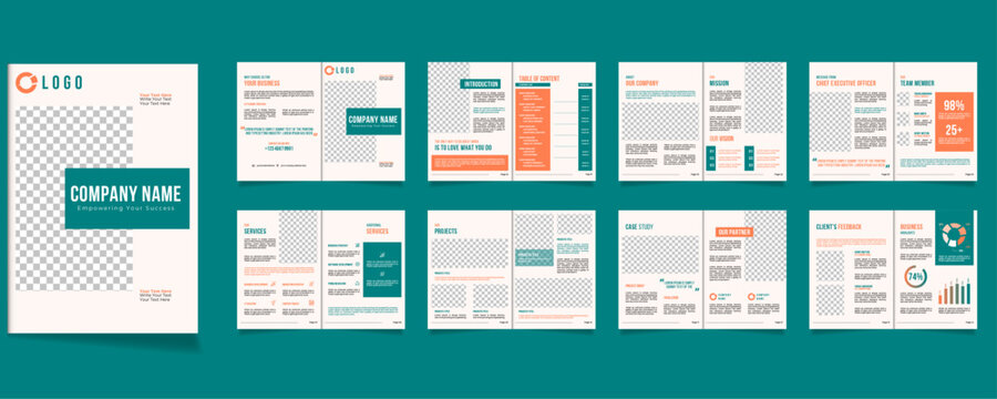 Company Profile Brochure Design Template. 16 Pages Business Profile, Annual Report Brochure Design.