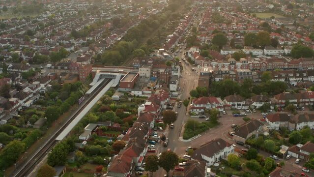 Aerial shot towards Whiton station Hounslow