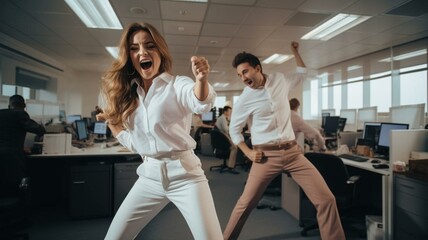 Business people dancing in the office