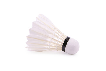 White feather shuttlecock for play badminton isolated on white background with clipping path