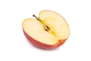 Ripe red apple half fruit isolated on white background. Clipping path