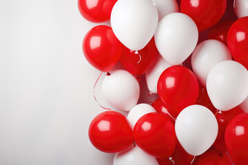 Red and white balloons for greeting card