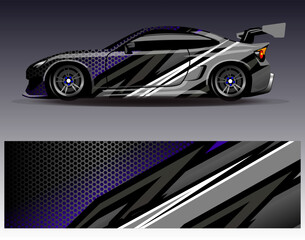 Car wrap design vector.Graphic abstract stripe racing background designs for vehicle, rally, race, adventure and car racing livery