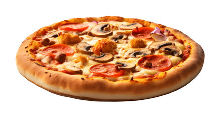 Pizza Capricciosa (nourriture italienne), focus en gros plan, avec transparence sans background