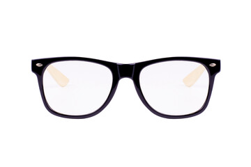 Stylish black fashion eyeglasses with plastic frames and sun protection lenses
