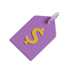 3D Rendering of a Price Label with Dollar Sign for Retail and Discount