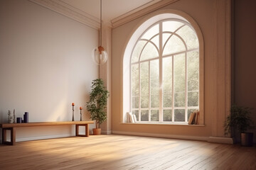 Fototapeta na wymiar Interior of modern living room with window. 3D render.