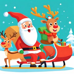 Fototapeta premium santa claus and reindeer