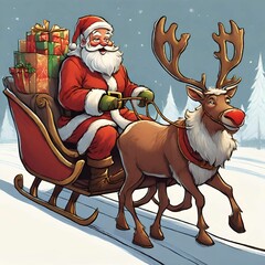 santa claus and reindeer