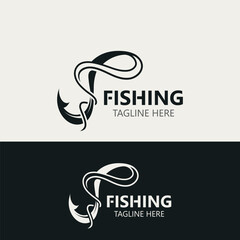 Hook Fishing logo simple and modern vintage rustic vector design style template illustration