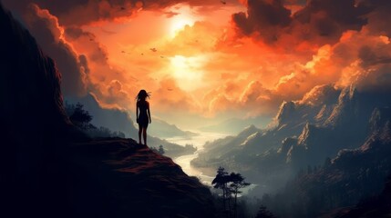 Obraz premium woman in a fairytale landscape