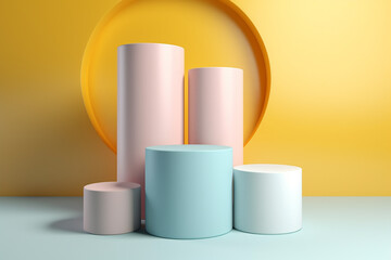 Minimalist abstract scene with geometrical forms. 3d render