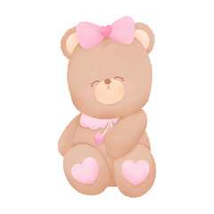 Fuzzy Valentine Teddy bear, for decoration invitation and greetings
