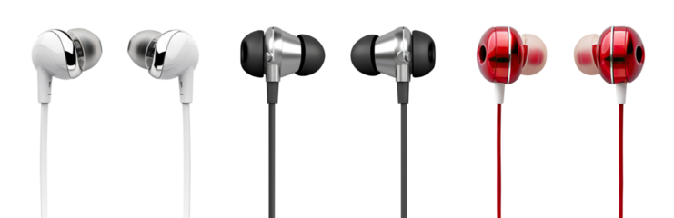 Set of earphones cut out