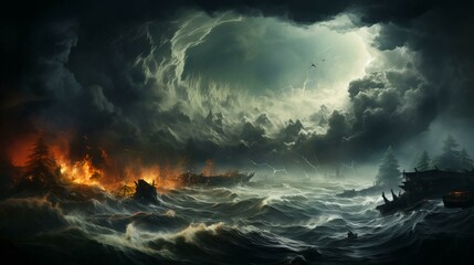 Fototapeta premium Bad weather and gray sky during a storm and hurricane storm